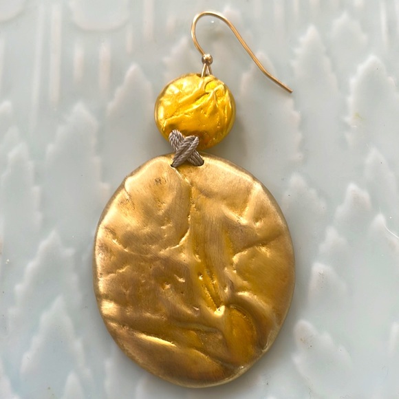 Alexis Bittar Large Double Gold Disk Earrings - Picture 2 of 6